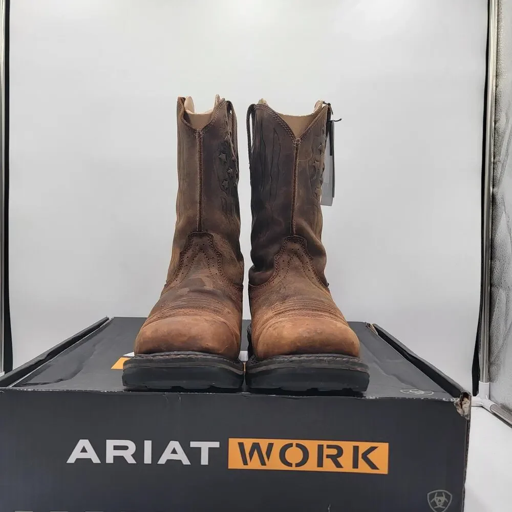 Ariat Men’s Brown Work Boots - Sierra Pull-On Steel Toe